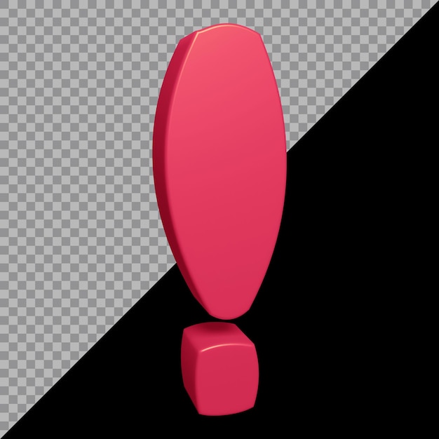 PSD 3d rendering of exclamation mark symbol
