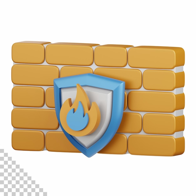 PSD 3d rendering firewall security isolated useful for programming app computing server and connection