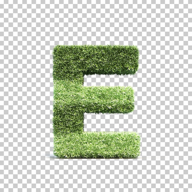 PSD 3d rendering of grass playing field alphabet e