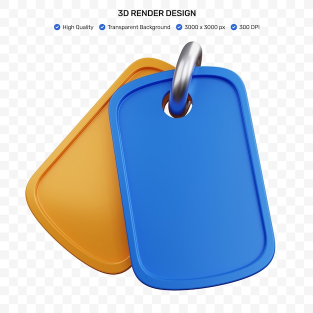 PSD 3d rendering hanging tag empty isolated