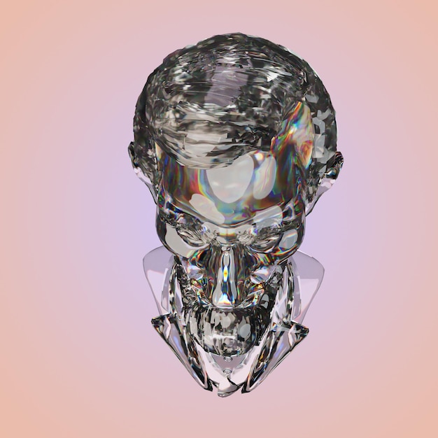 PSD 3d rendering of head silver and glass