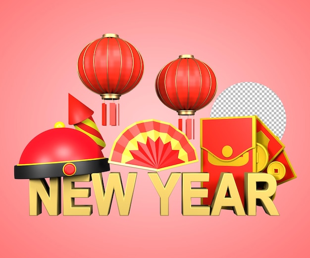 3d rendering icon of chinese new year