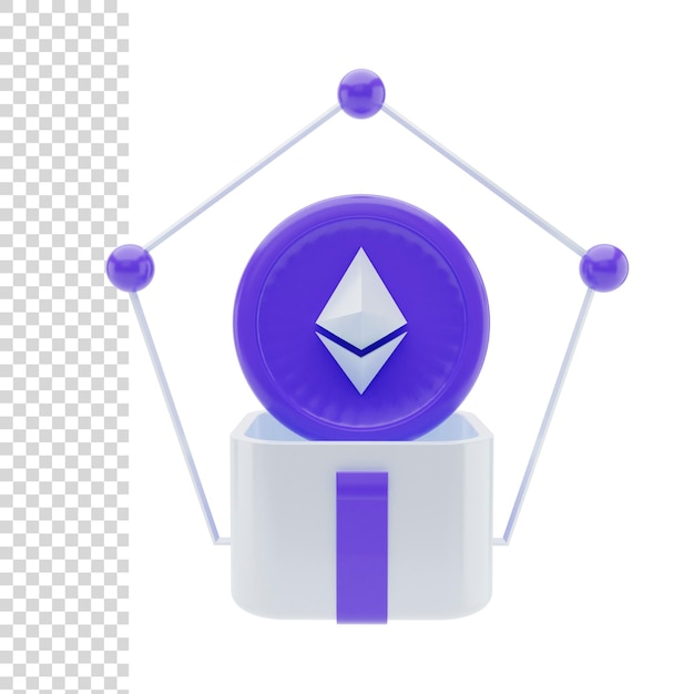 PSD 3d rendering or illustration ethereum network