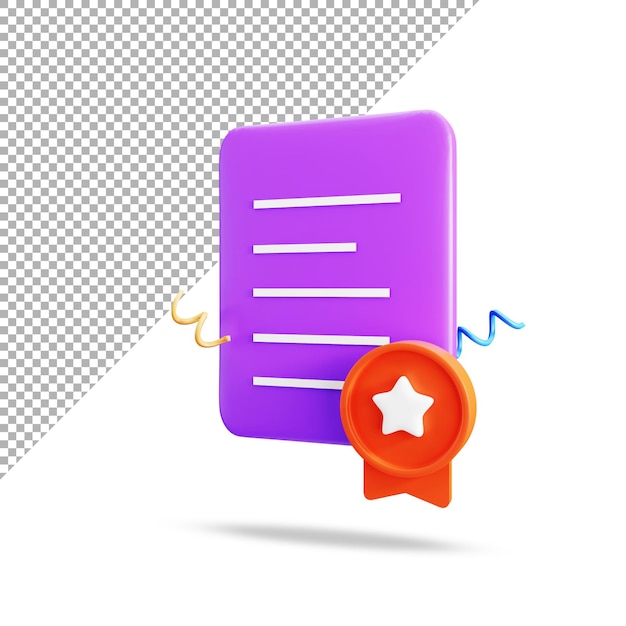 PSD 3d rendering of isolated favorite note illustration