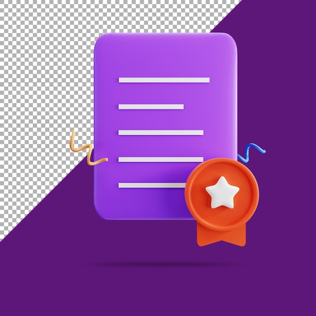 PSD 3d rendering of isolated favorite note illustration