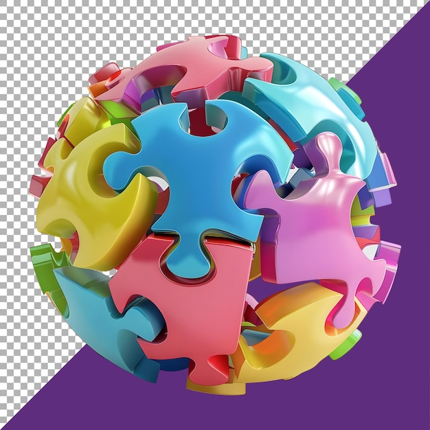 PSD 3d rendering of a jigsaw puzzle pieces on transparent background ai generated
