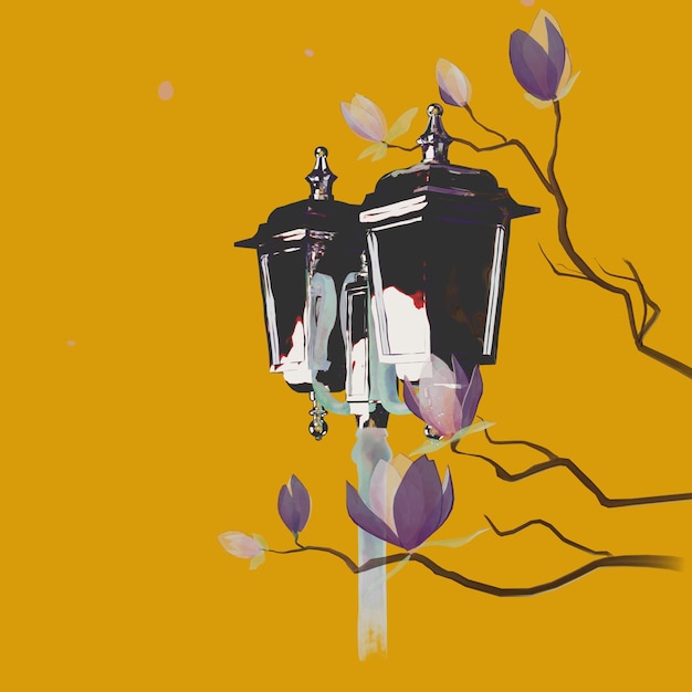 PSD 3d rendering light lamp street