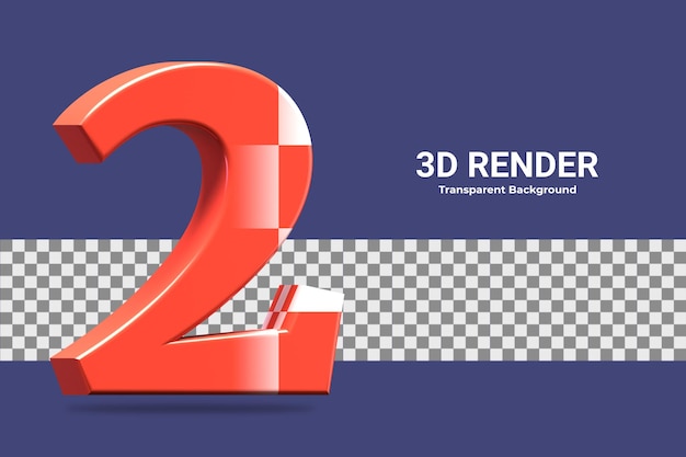 3d rendering number 2 isolated