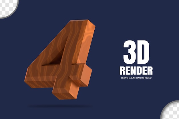 PSD 3d rendering number 4 isolated
