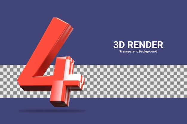3d rendering number 4 isolated