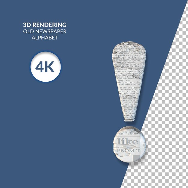 PSD 3d rendering of old newspaper alphabet isolated