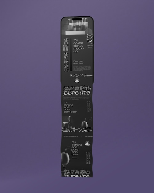 PSD 3d rendering of online ticket mockup