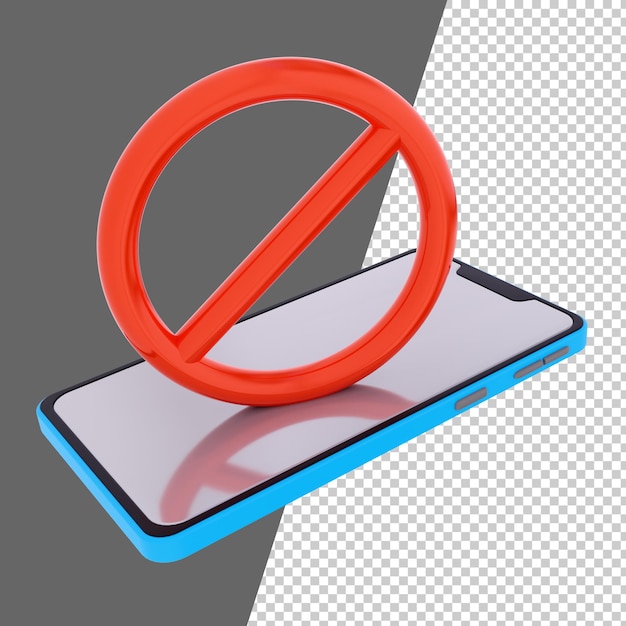 PSD 3d rendering of phone with disable sign