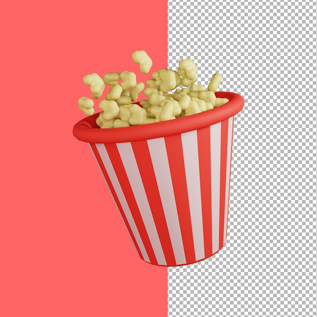 PSD 3d rendering of popcorn illustration