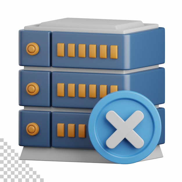 PSD 3d rendering server disconnected isolated useful for cloud, network, computing, technology, database, server and connection design element