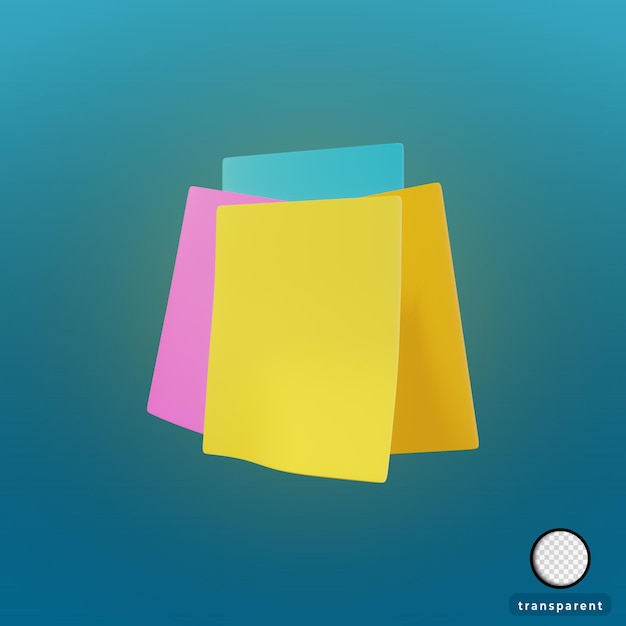 PSD 3d rendering sticky notes paper