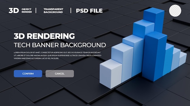 PSD 3d rendering tech banner