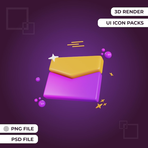 PSD 3d rendering ui mail icon object premium psd