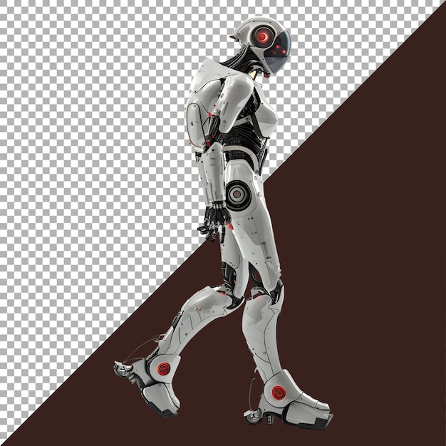 PSD 3d rendering of a walking humanoid robot on transparent background ai generated