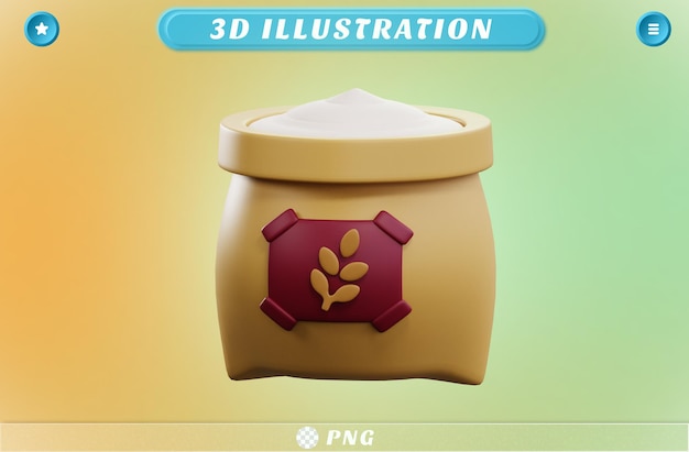 PSD 3d rendering wheat flour grocery