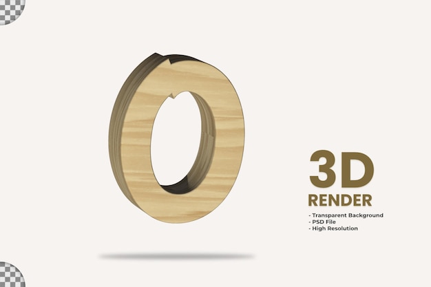 PSD 3d rendering wood material number 0 isolated