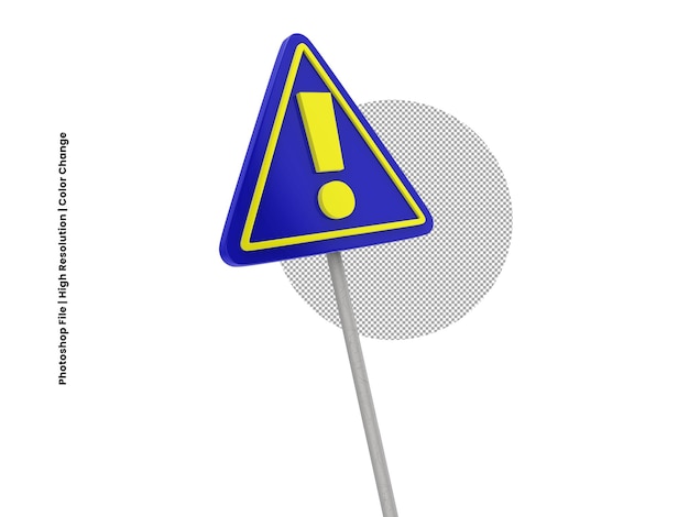 PSD 3d road sign exclamation mark