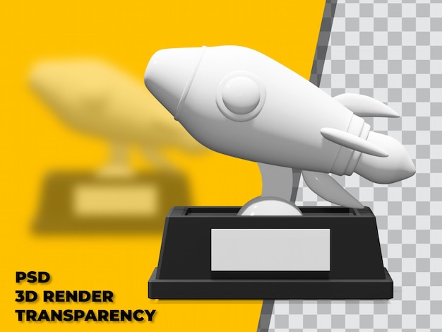PSD 3d rocket trophy with transparency background