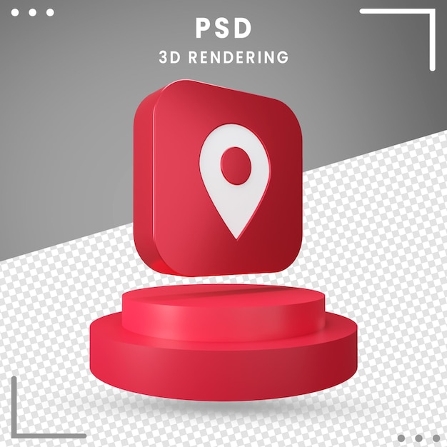 PSD 3d rotated icon red location isolated