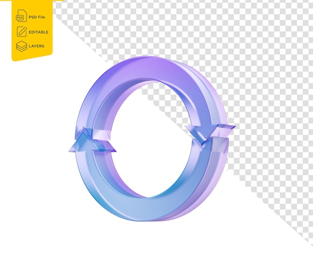 PSD 3d rounded clockwise arrow loop symbolizes recycling and continuous rotation