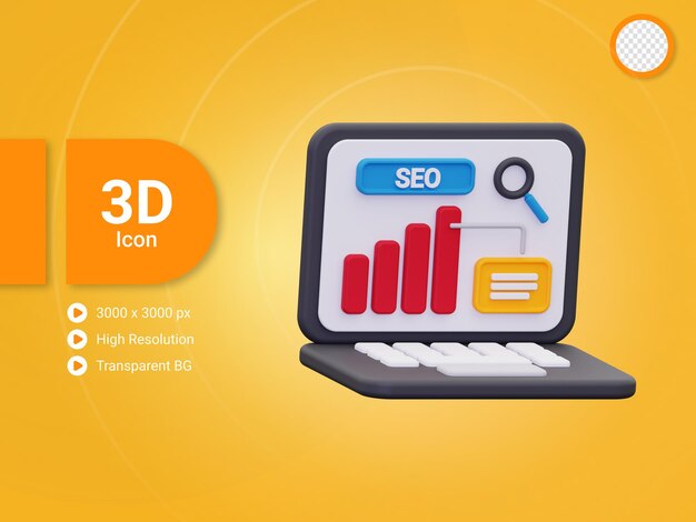 PSD 3d seo report icon