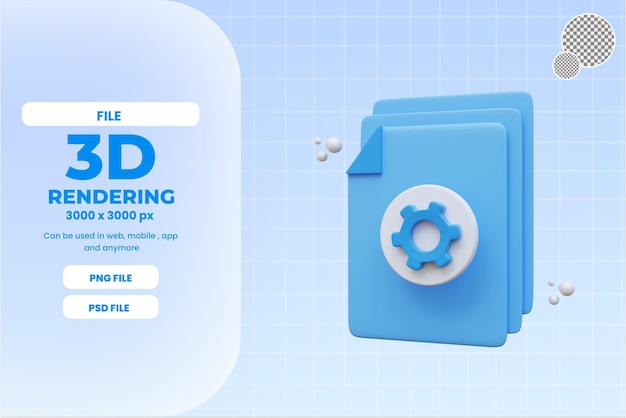 3d setting file icon illustration object premium psd