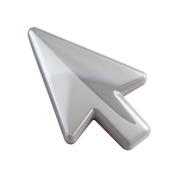 PSD 3d silver glass mouse cursor arrow