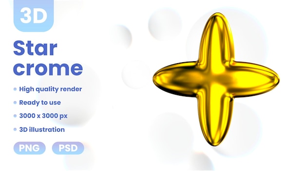 PSD 3d star crome yellow