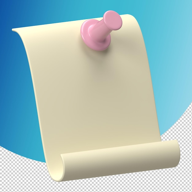PSD 3d sticky note with push pin icon