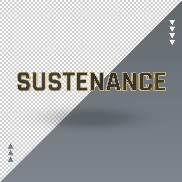 PSD 3d sustenance black gold text rendering front view