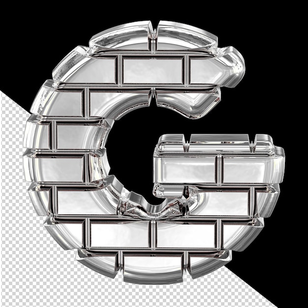 PSD 3d symbol made of silver bricks letter g