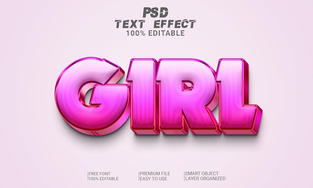 PSD 3d text effect girl psd file