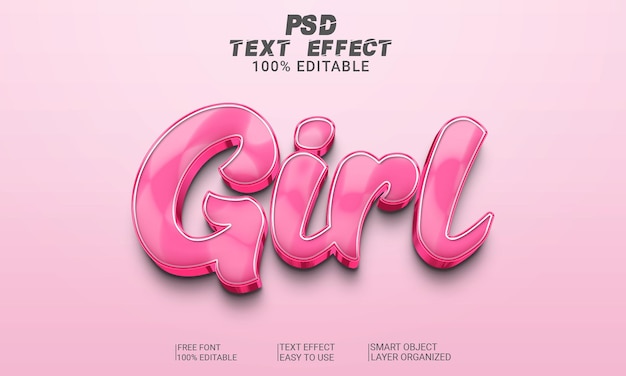 PSD 3d text effect girl