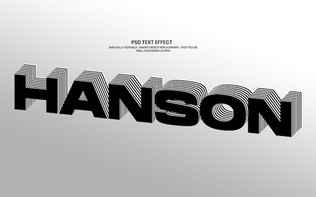 PSD 3d text effect hanson