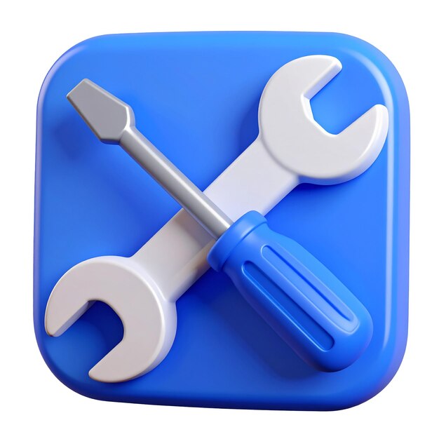 PSD 3d tools icon for settings and maintenance