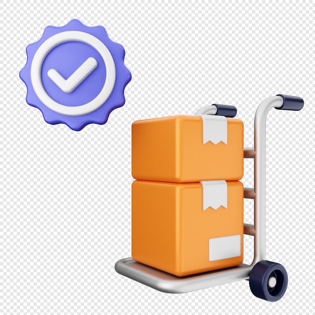 PSD 3d verification check mark approve delivery package