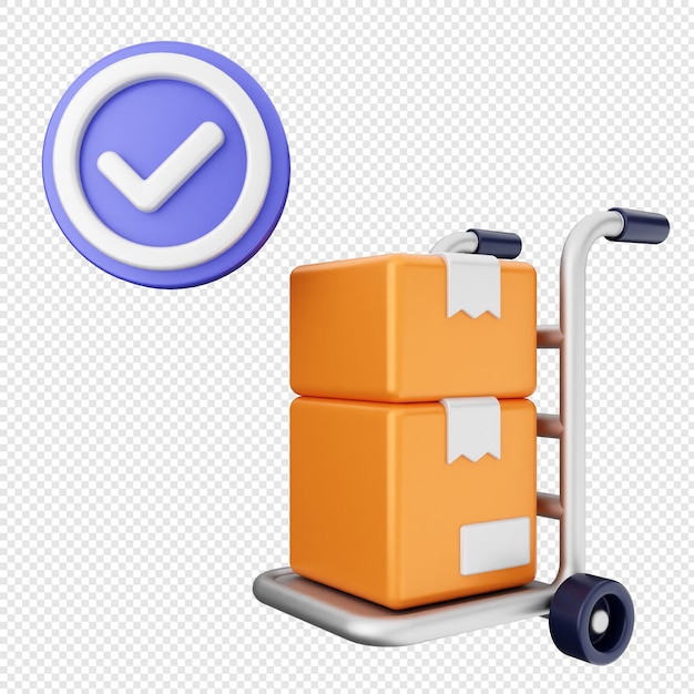 PSD 3d verification check mark approve delivery package