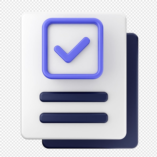 PSD 3d verification check mark approve file