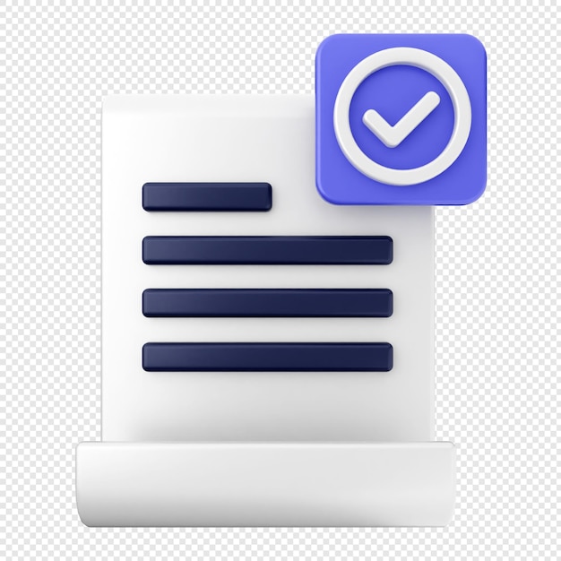PSD 3d verification check mark approve file