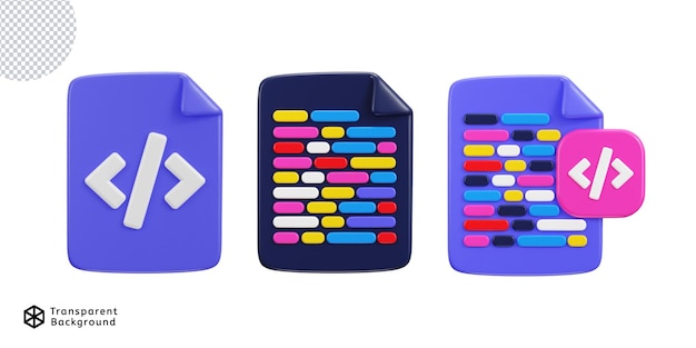 PSD 3d web development coding language on web page programming icon set