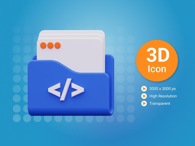 PSD 3d website developer folder icon
