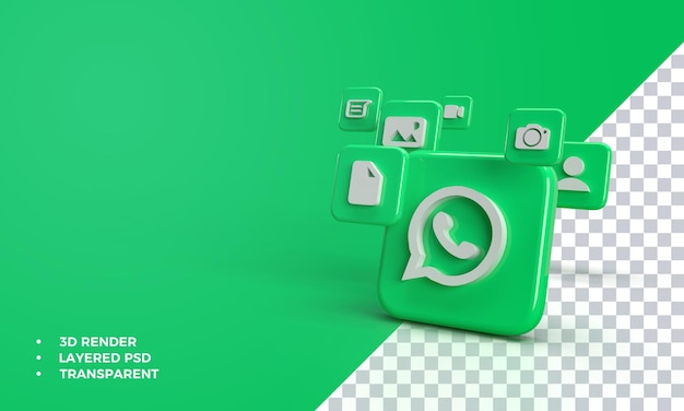 PSD 3d whatsapp with icon in whatsapp application.