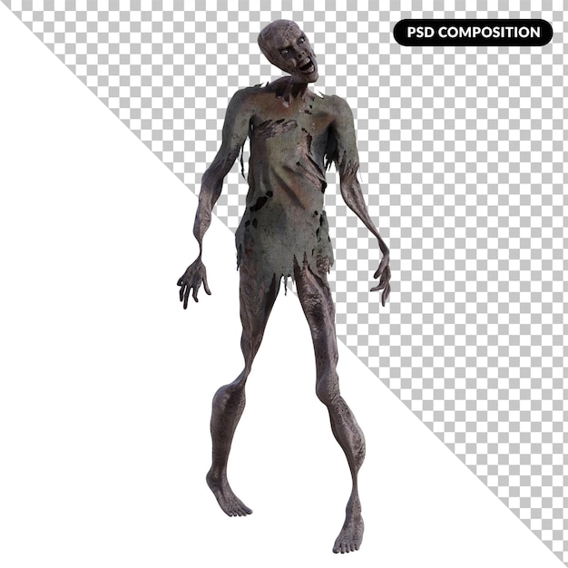 PSD 3d zombie isolated 3d rendering premium psd