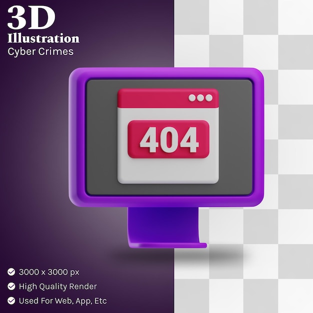 PSD 404 error illustration 3d