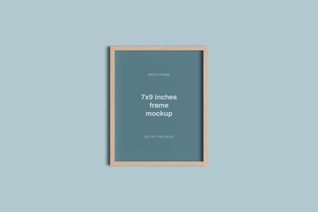 PSD 7x9 inches birch frame mockup